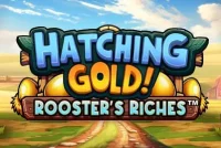 Hatching Gold Roosters Riches Slot Logo