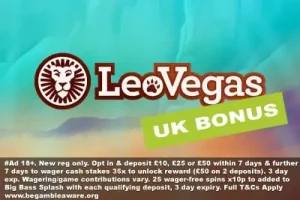 LeoVegas Casino Bonus UK with Big Bass Splash Free Spins