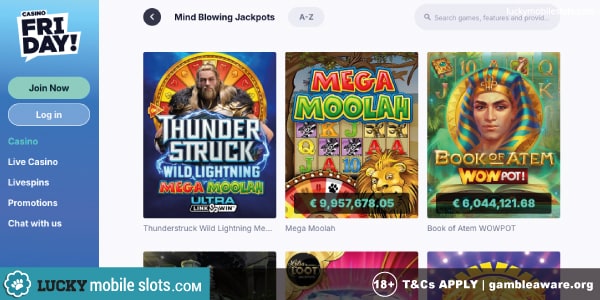 Casino Friday Jackpot Slots Selection